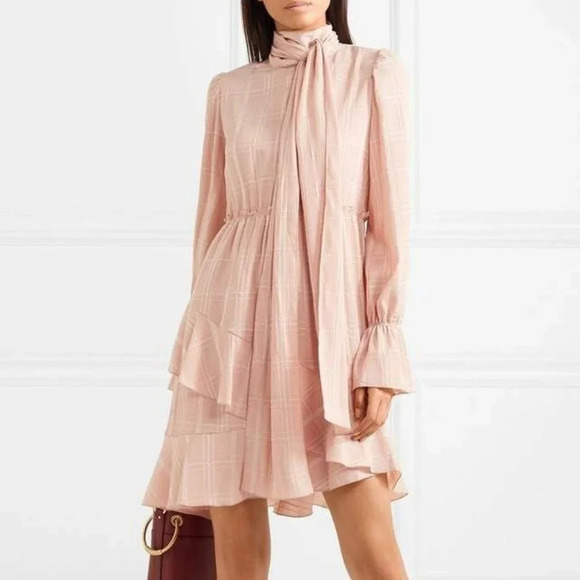 See By Chloe Dresses & Skirts - See By Chloe Ruffle Tie Neck Mini Smoky Pink Mini Dress